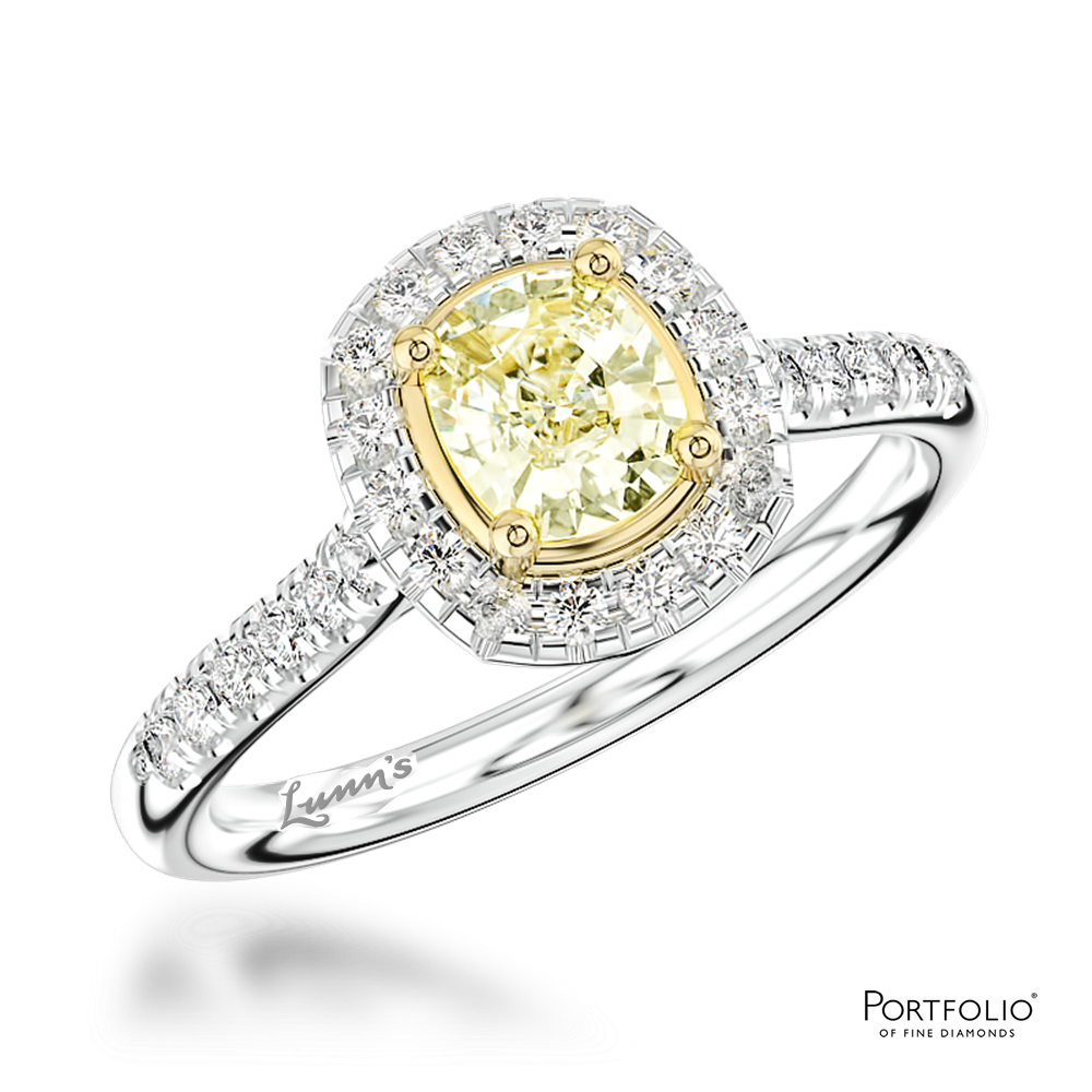 Cluster 0.51ct Fancy Light Yellow VS1 Yellow Diamond Platinum/Yellow Ring