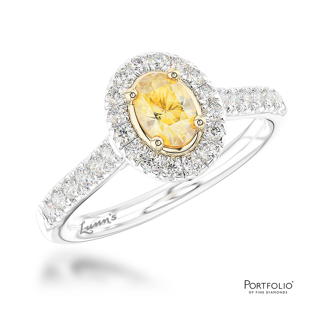 Cluster 0.48ct Fancy Yellow VS1 Yellow Diamond Platinum/Yellow Ring