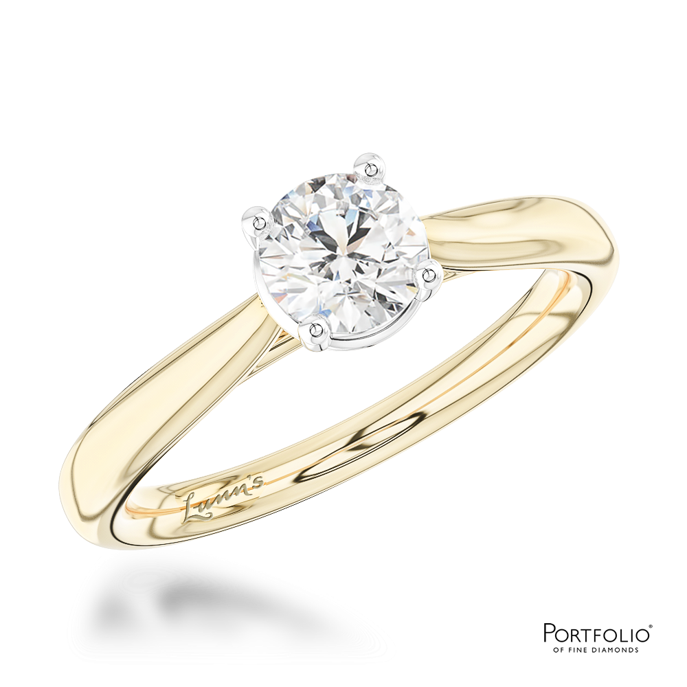 Solitaire 0.50ct F SI1 Diamond Yellow Gold/Platinum Ring