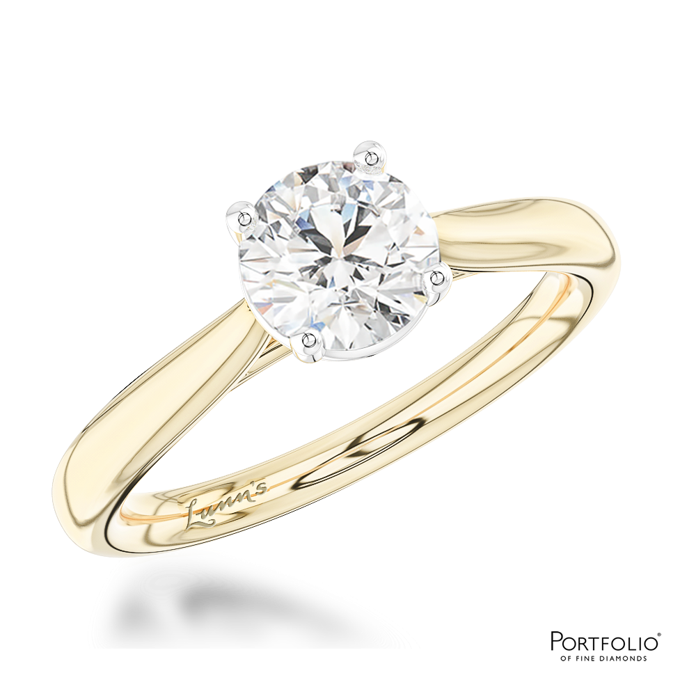 Solitaire 0.77ct G SI1 Diamond Yellow Gold/Platinum Ring