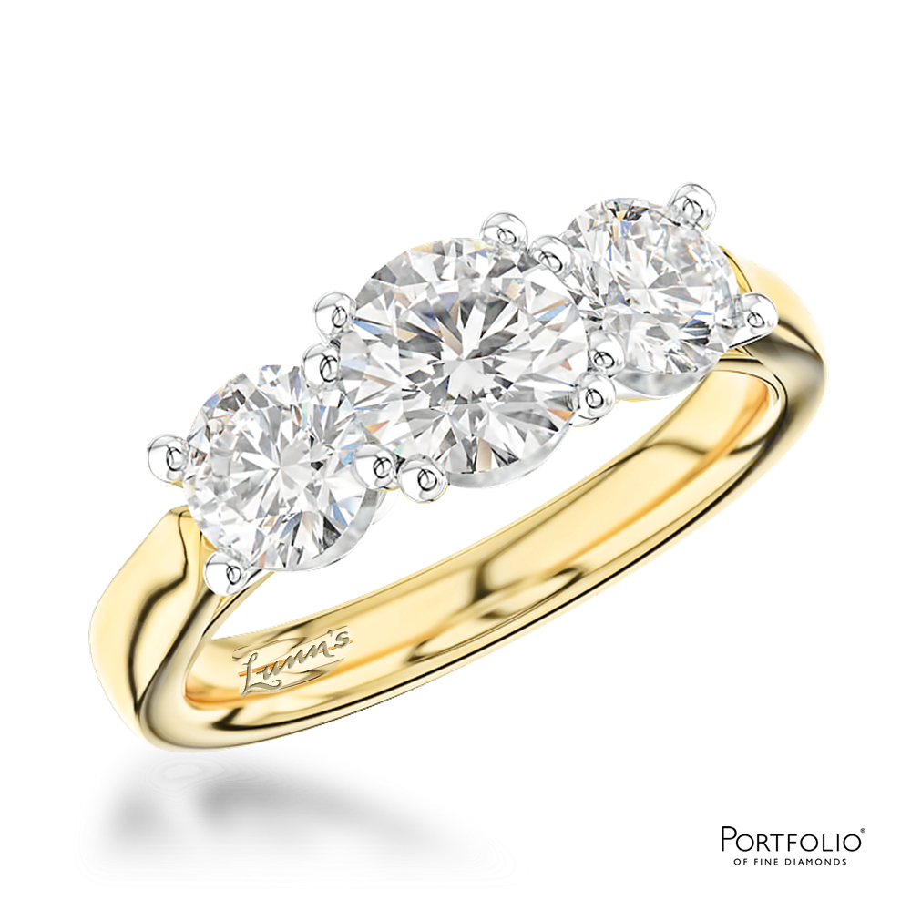 Three Stone 0.80ct G SI2 Diamond Yellow Gold/Platinum Ring