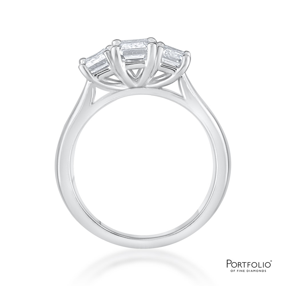 Three Stone 0.96ct E VS1 Diamond Platinum Ring
