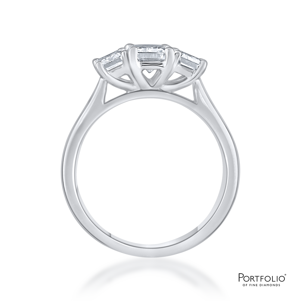 Three Stone 0.85ct F VS1 Diamond Platinum Ring