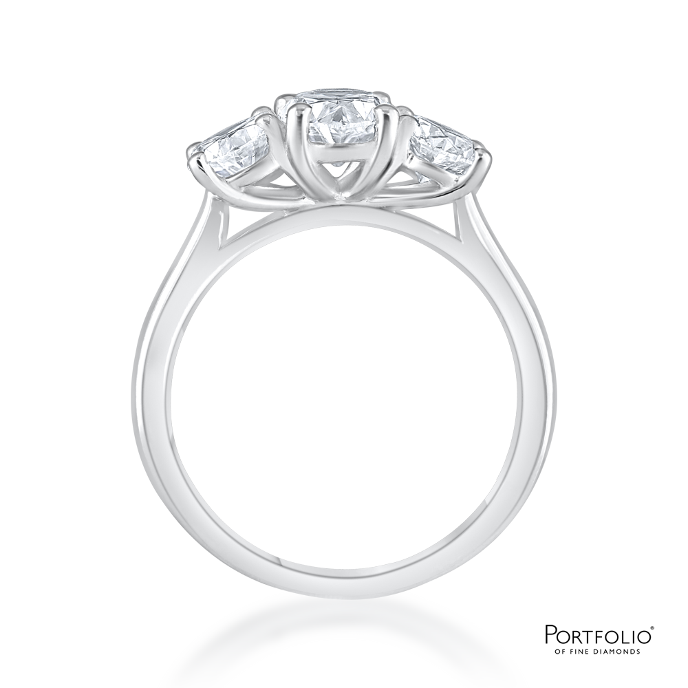 Three Stone 1.03ct F SI1 Diamond Platinum Ring