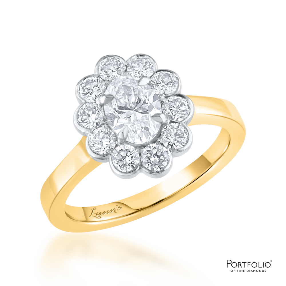 Cluster 0.70ct F VS2 Diamond Yellow Gold Ring