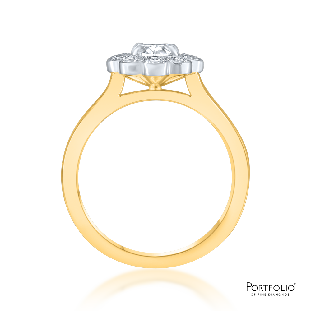 Cluster 0.70ct F VS2 Diamond Yellow Gold Ring