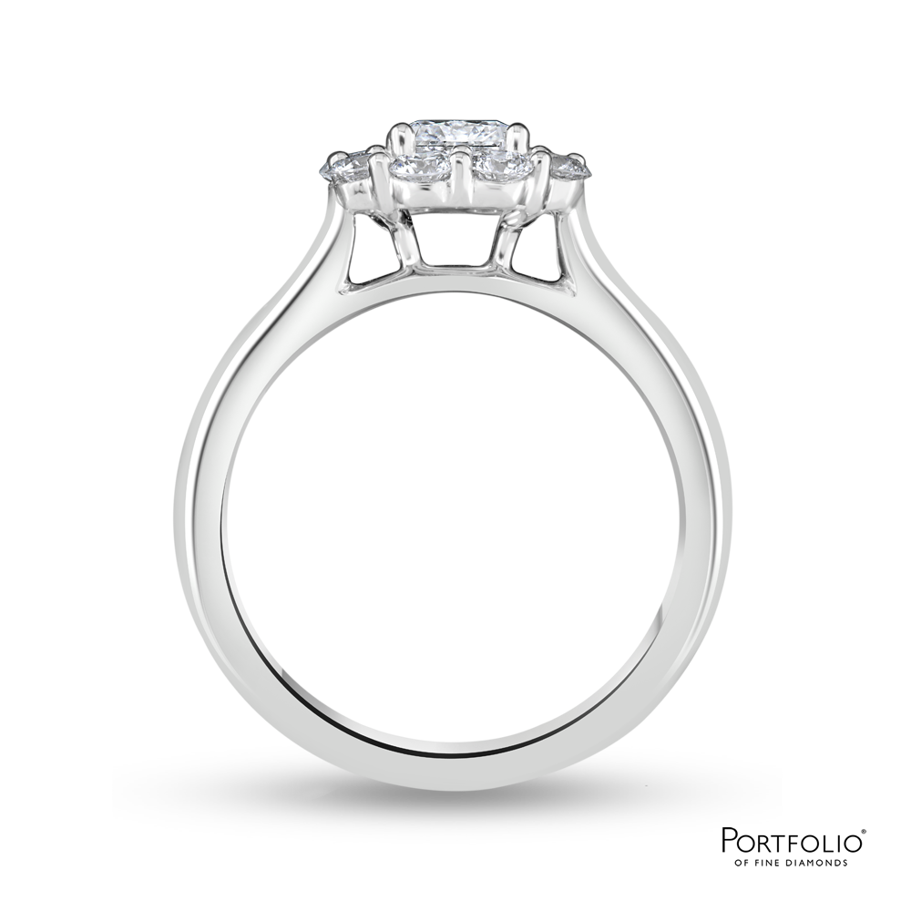 Cluster 0.91ct E SI1 Diamond Platinum Ring