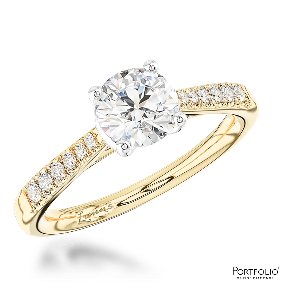 Solitaire 0.90ct E SI1 Diamond Yellow Gold/Platinum Ring