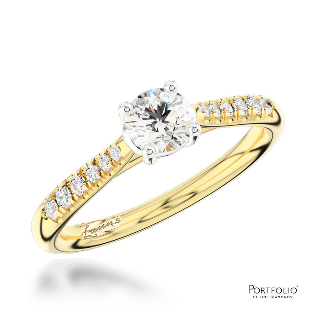 Solitaire 0.31ct F SI1 Diamond Yellow Gold/Platinum Ring