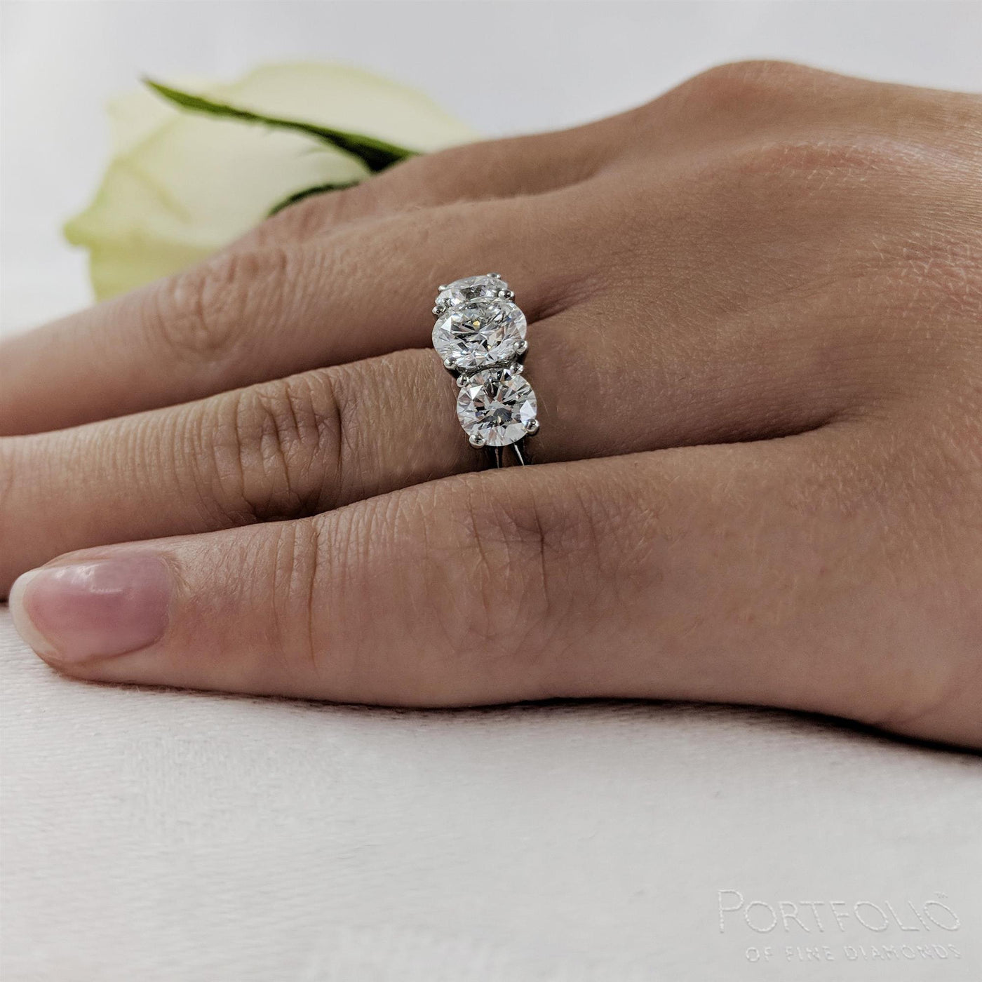 Three Stone 1.50ct F SI1 Diamond Platinum Ring