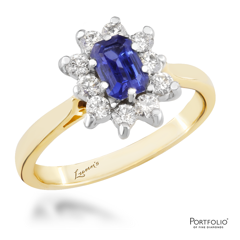 Cluster 0.64ct Sapphire Yellow Gold/Platinum Ring