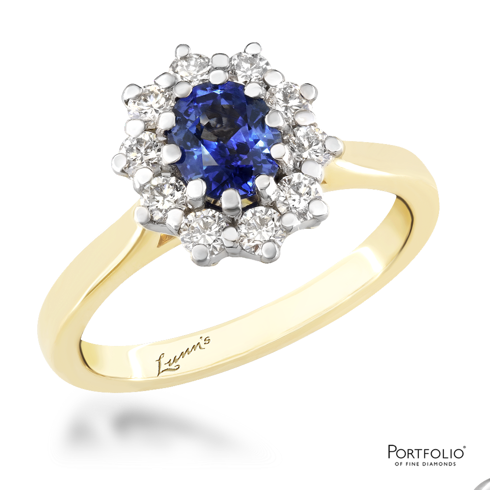 Cluster 0.80ct Sapphire Yellow Gold/Platinum Ring