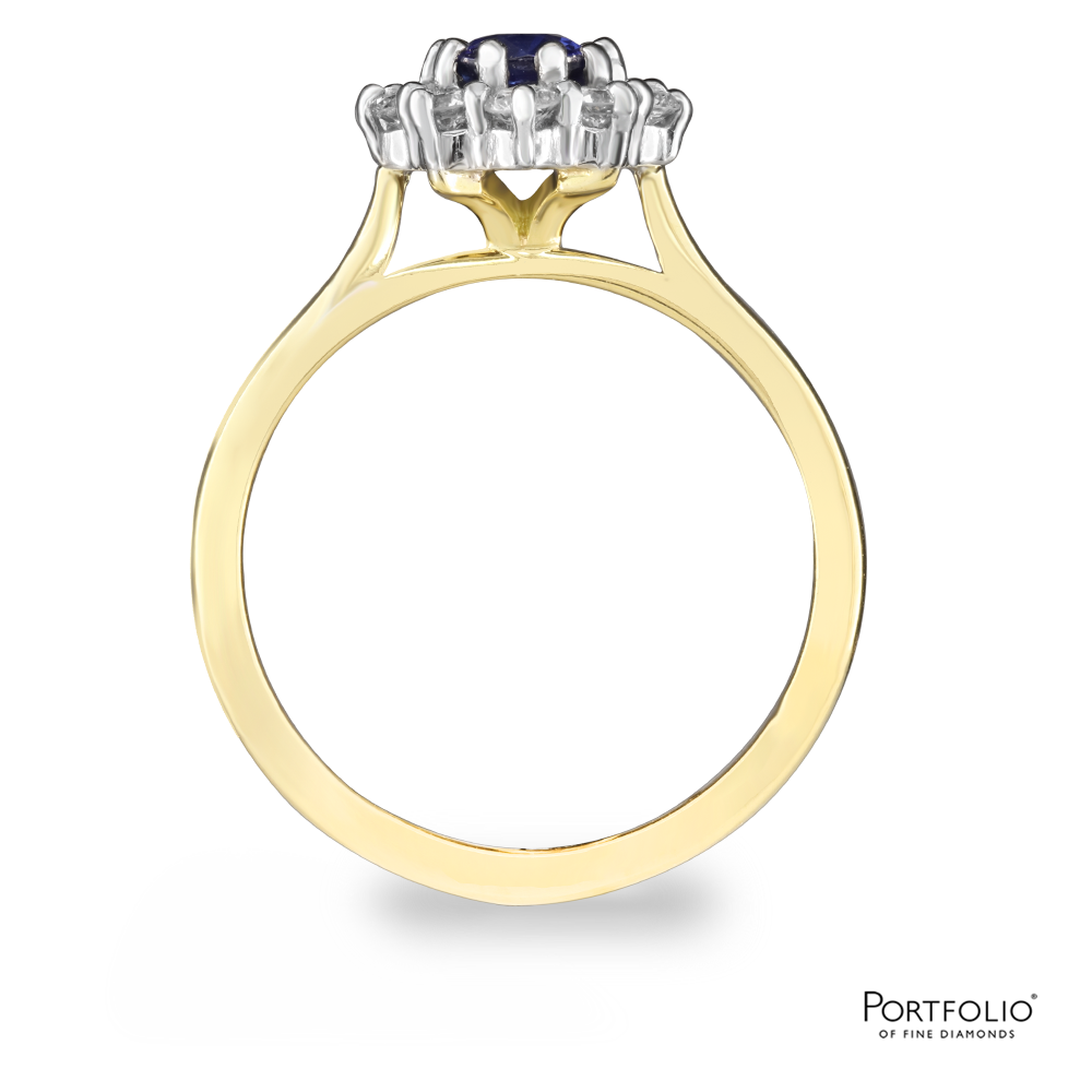 Cluster 0.80ct Sapphire Yellow Gold/Platinum Ring