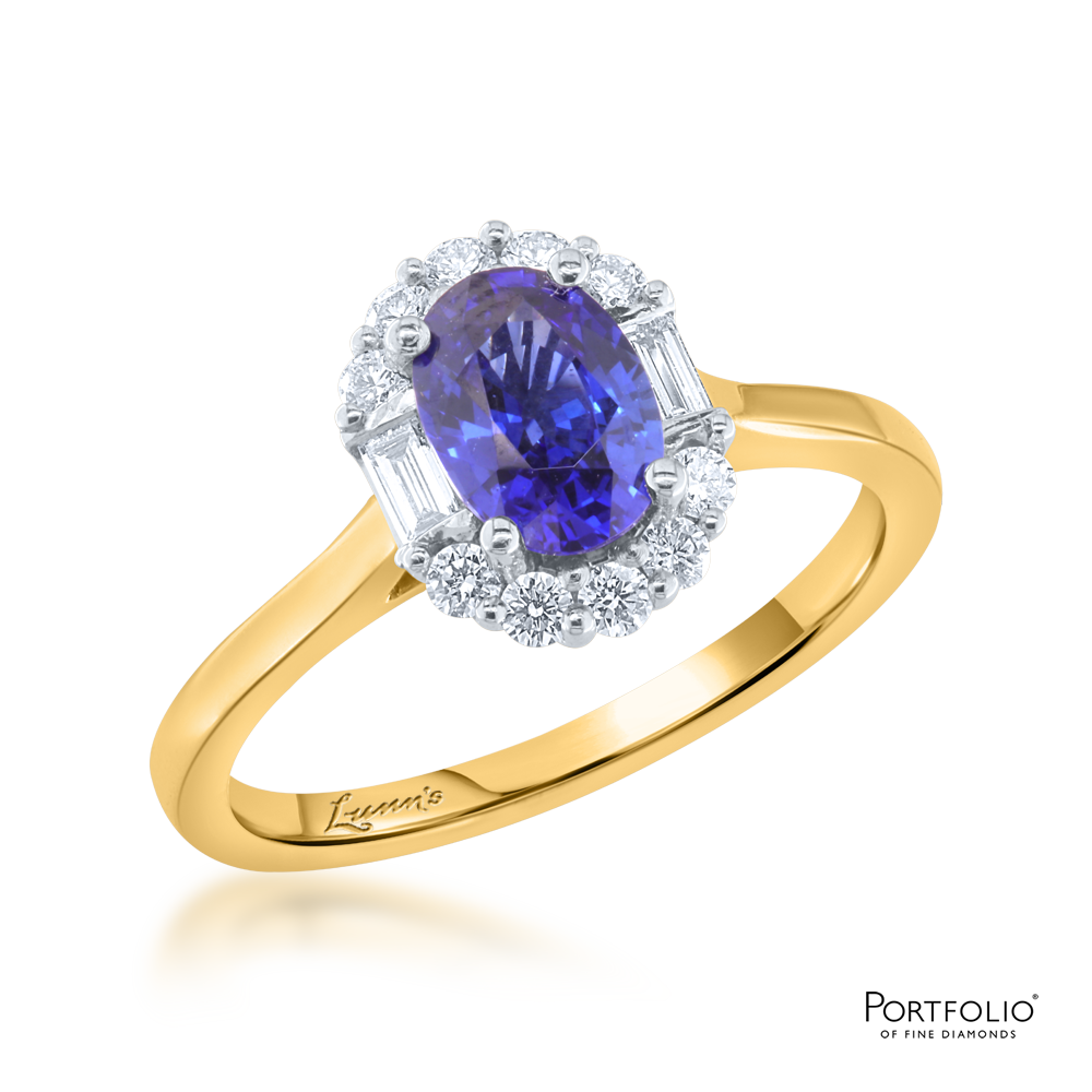 Cluster 0.99ct Sapphire Yellow Gold/Platinum Ring