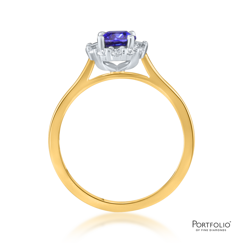 Cluster 0.99ct Sapphire Yellow Gold/Platinum Ring