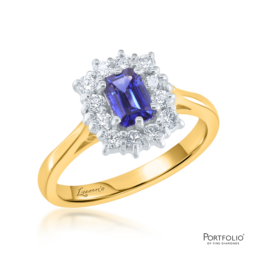 Cluster 0.68ct Sapphire Yellow Gold Ring