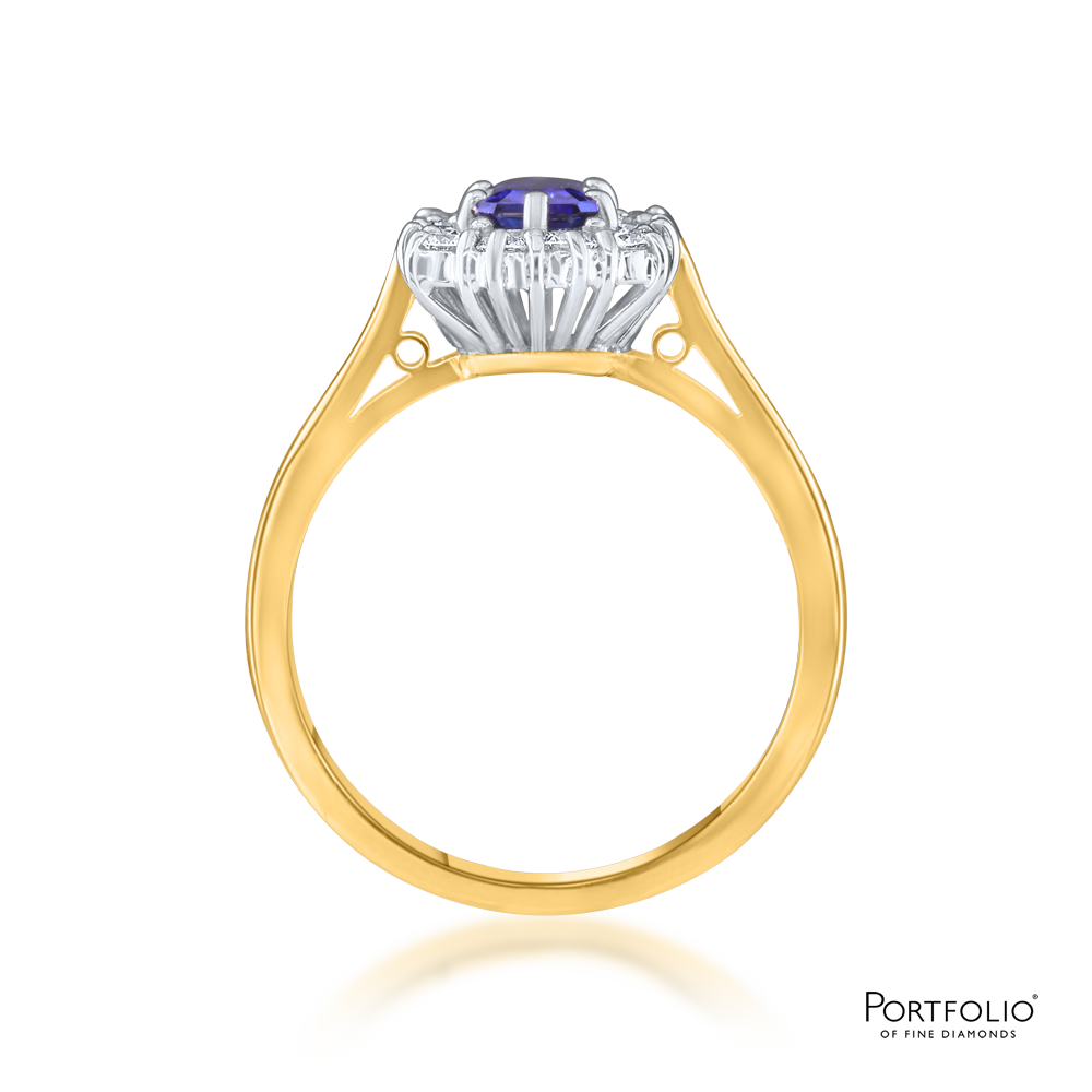 Cluster 0.68ct Sapphire Yellow Gold Ring