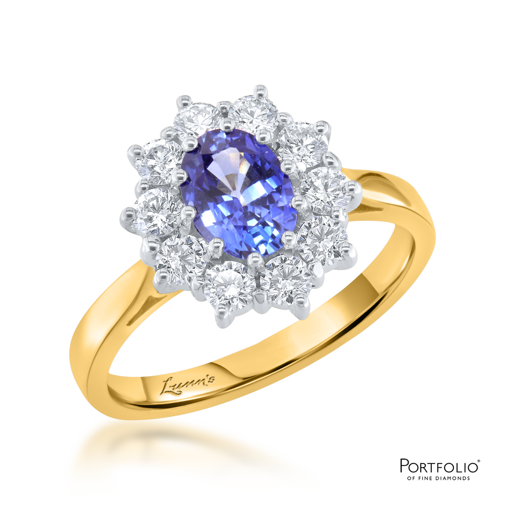 Cluster 0.92ct Sapphire Yellow Gold Ring