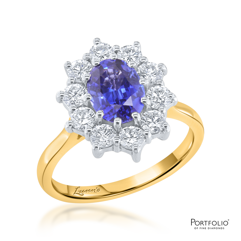 Cluster 1.68ct Sapphire Yellow Gold Ring