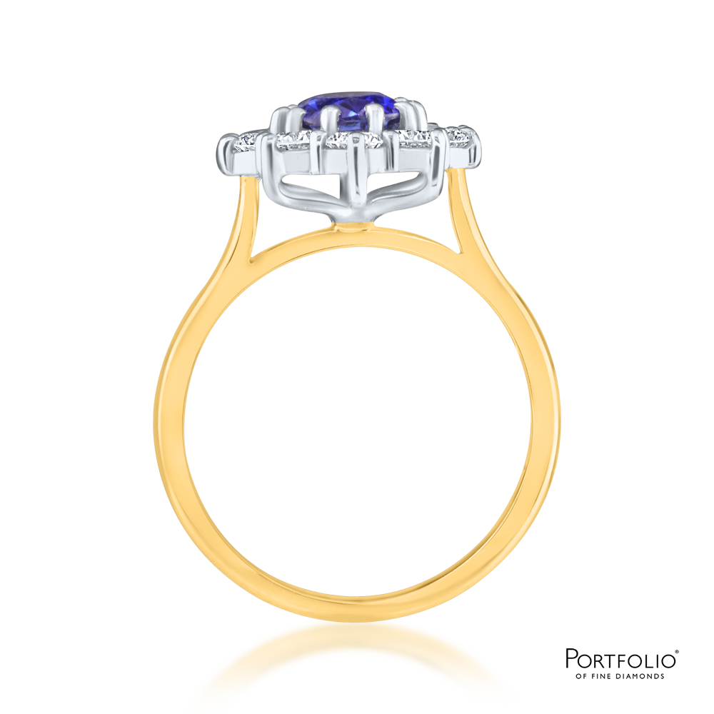 Cluster 1.68ct Sapphire Yellow Gold Ring