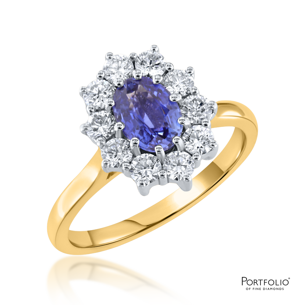 Cluster 0.84ct Sapphire Yellow Gold Ring