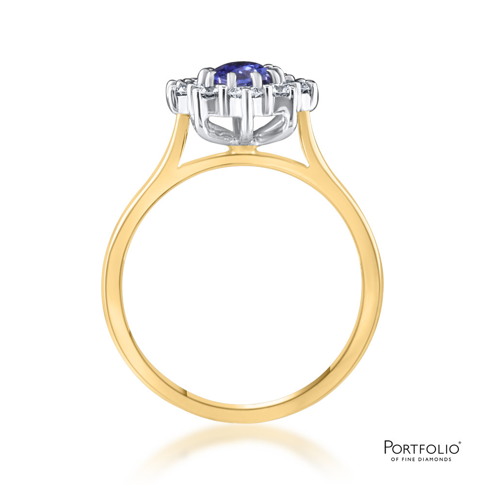 Cluster 0.84ct Sapphire Yellow Gold Ring