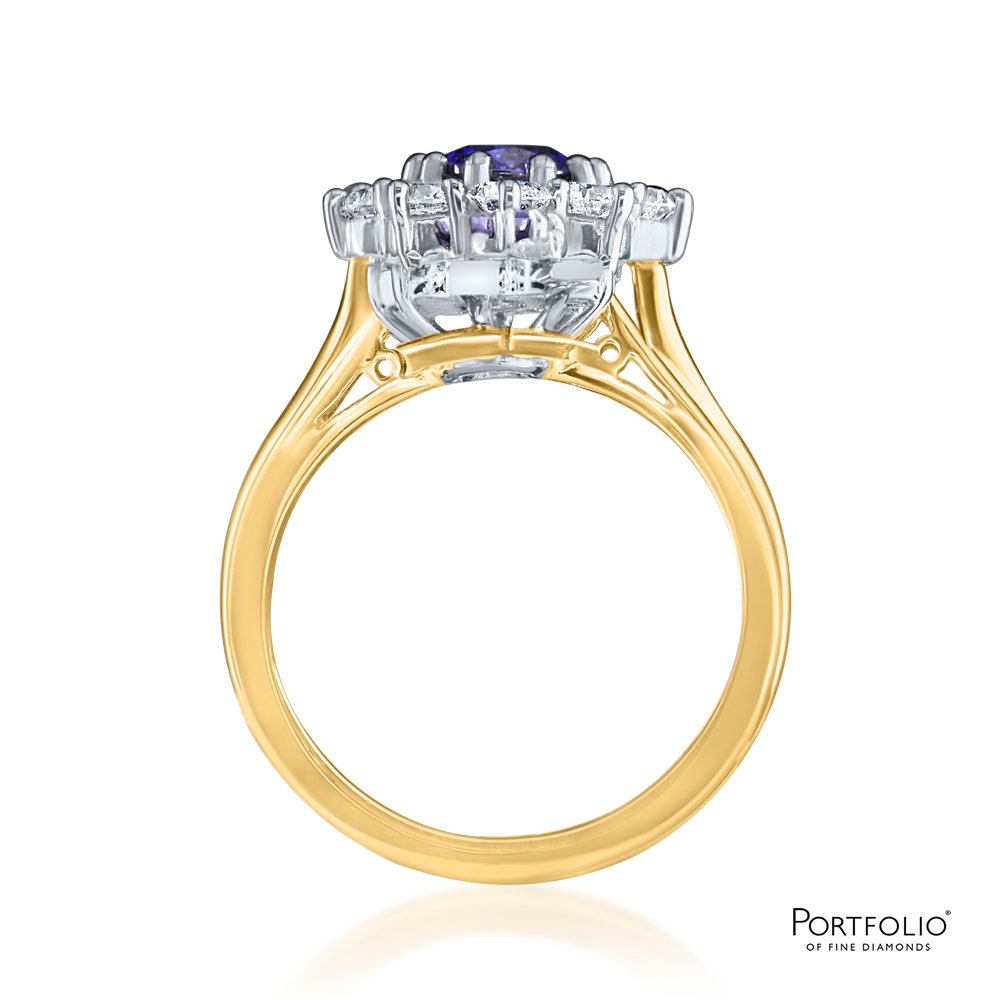 Cluster 1.58ct Sapphire Yellow Gold Ring