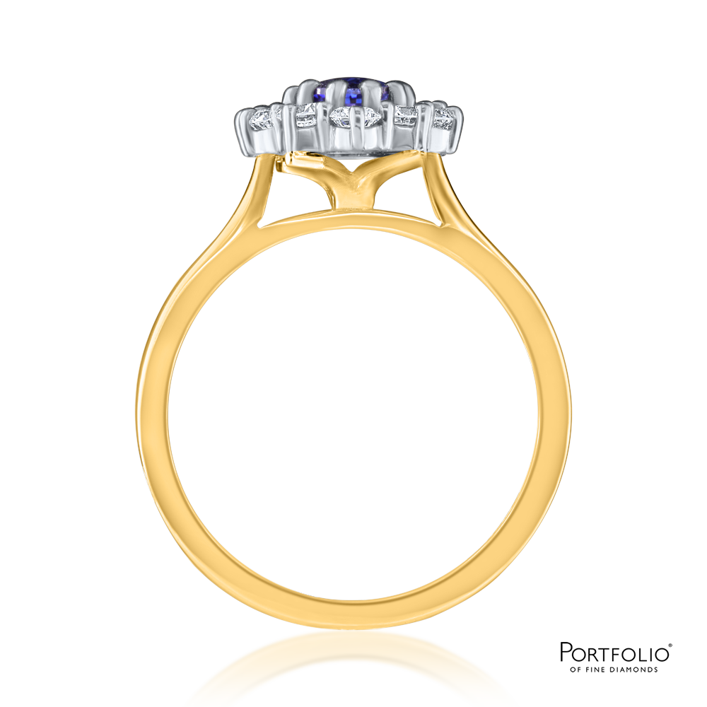 Cluster 0.74ct Sapphire Yellow Gold Ring