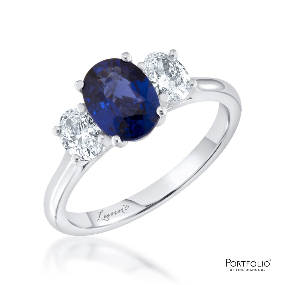 Three Stone 1.44ct Sapphire Platinum Ring