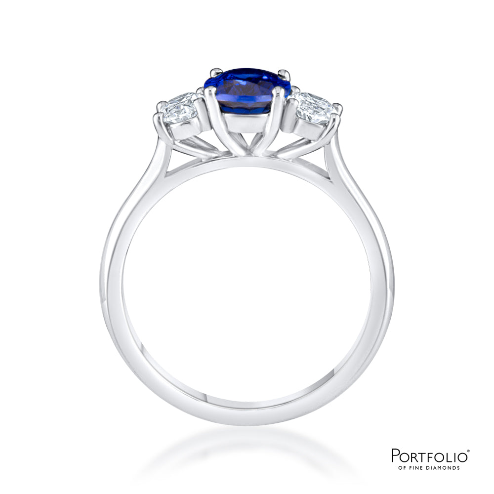 Three Stone 1.44ct Sapphire Platinum Ring