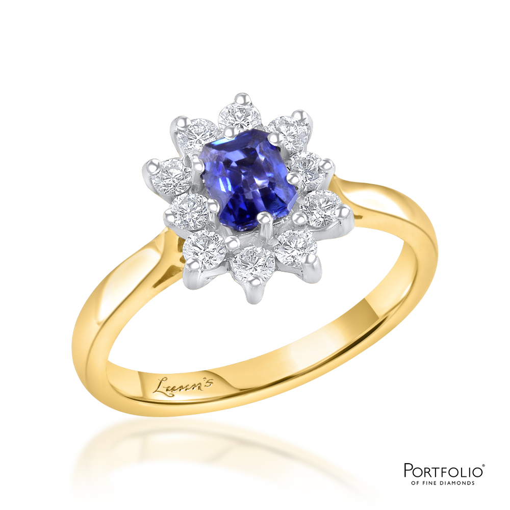 Cluster 0.70ct Sapphire Yellow Gold Ring