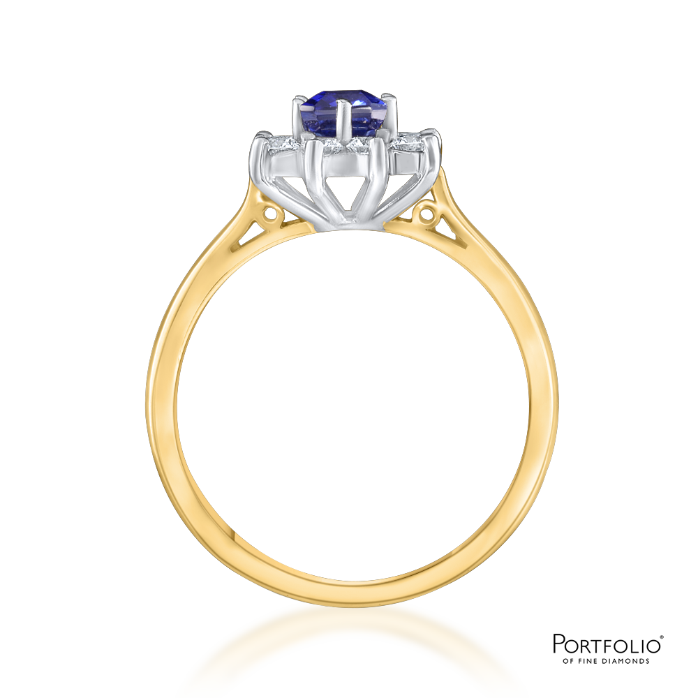 Cluster 0.70ct Sapphire Yellow Gold Ring