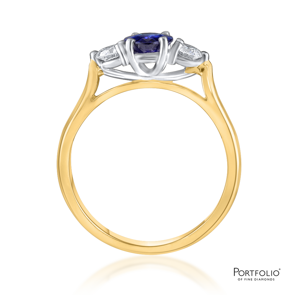 Three Stone 0.89ct Sapphire Yellow Gold Ring