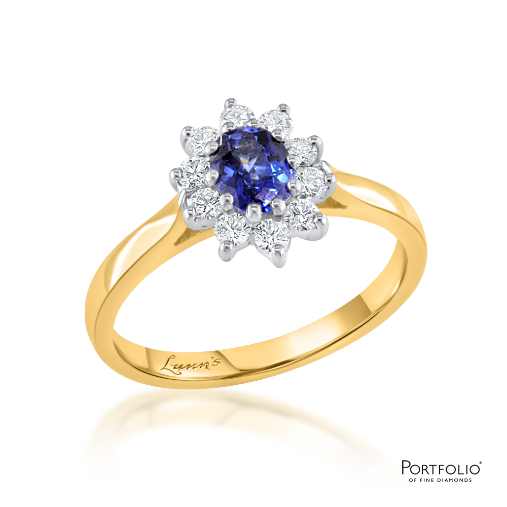 Cluster 0.60ct Sapphire Yellow Gold Ring