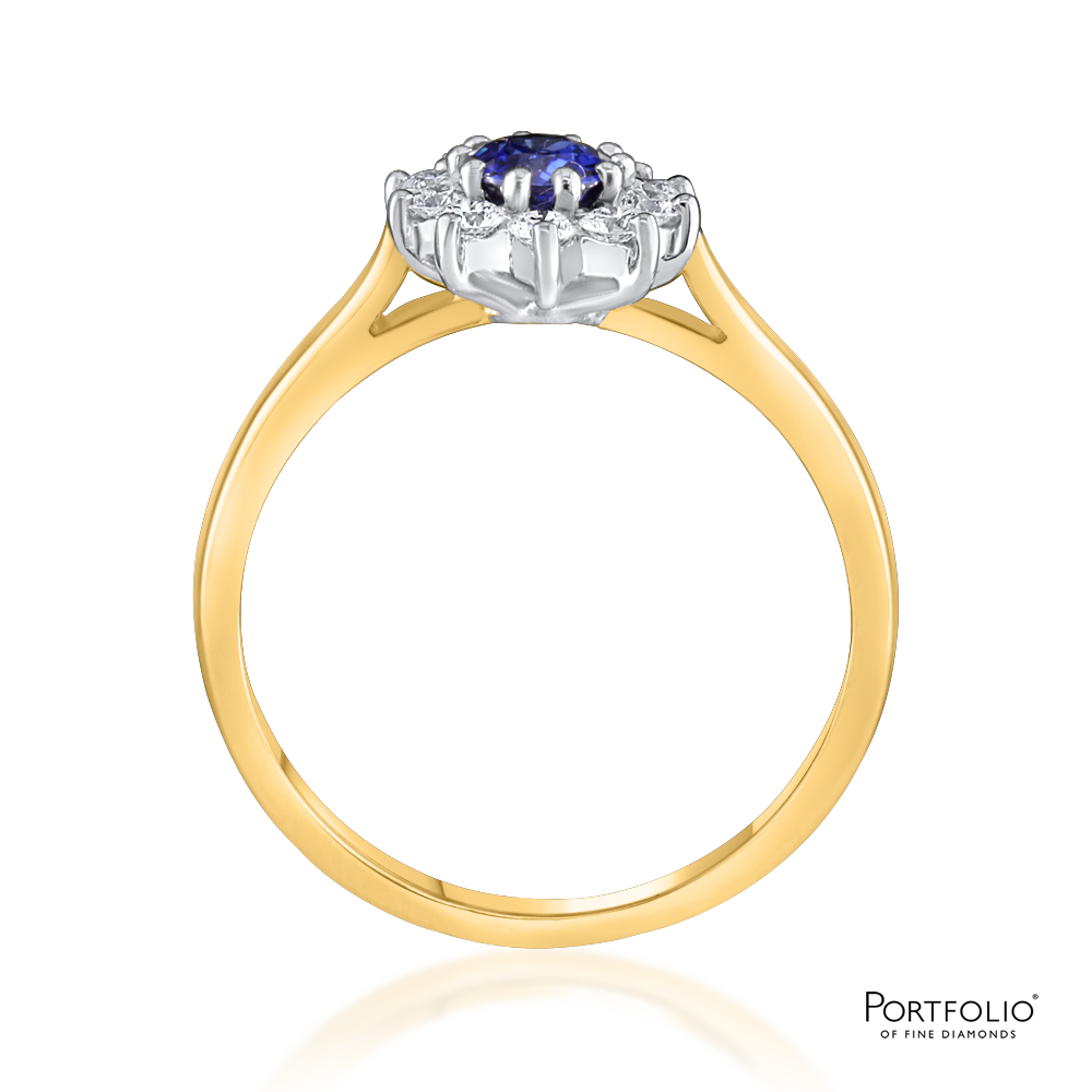 Cluster 0.60ct Sapphire Yellow Gold Ring