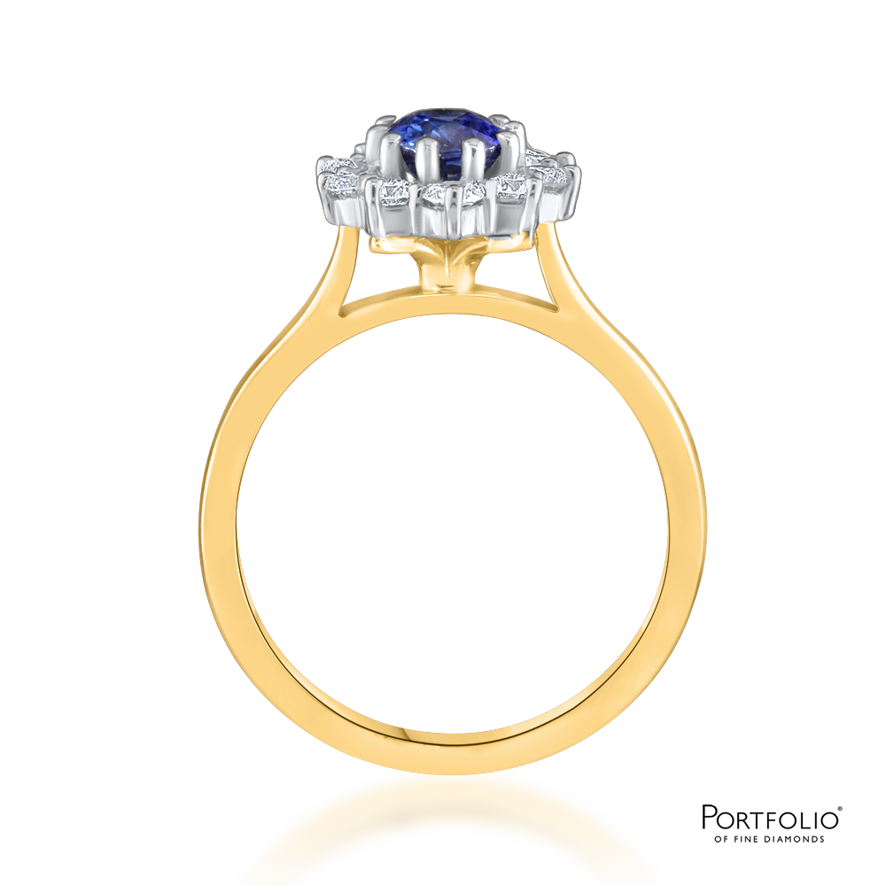 Cluster 1.00ct Sapphire Yellow Gold Ring