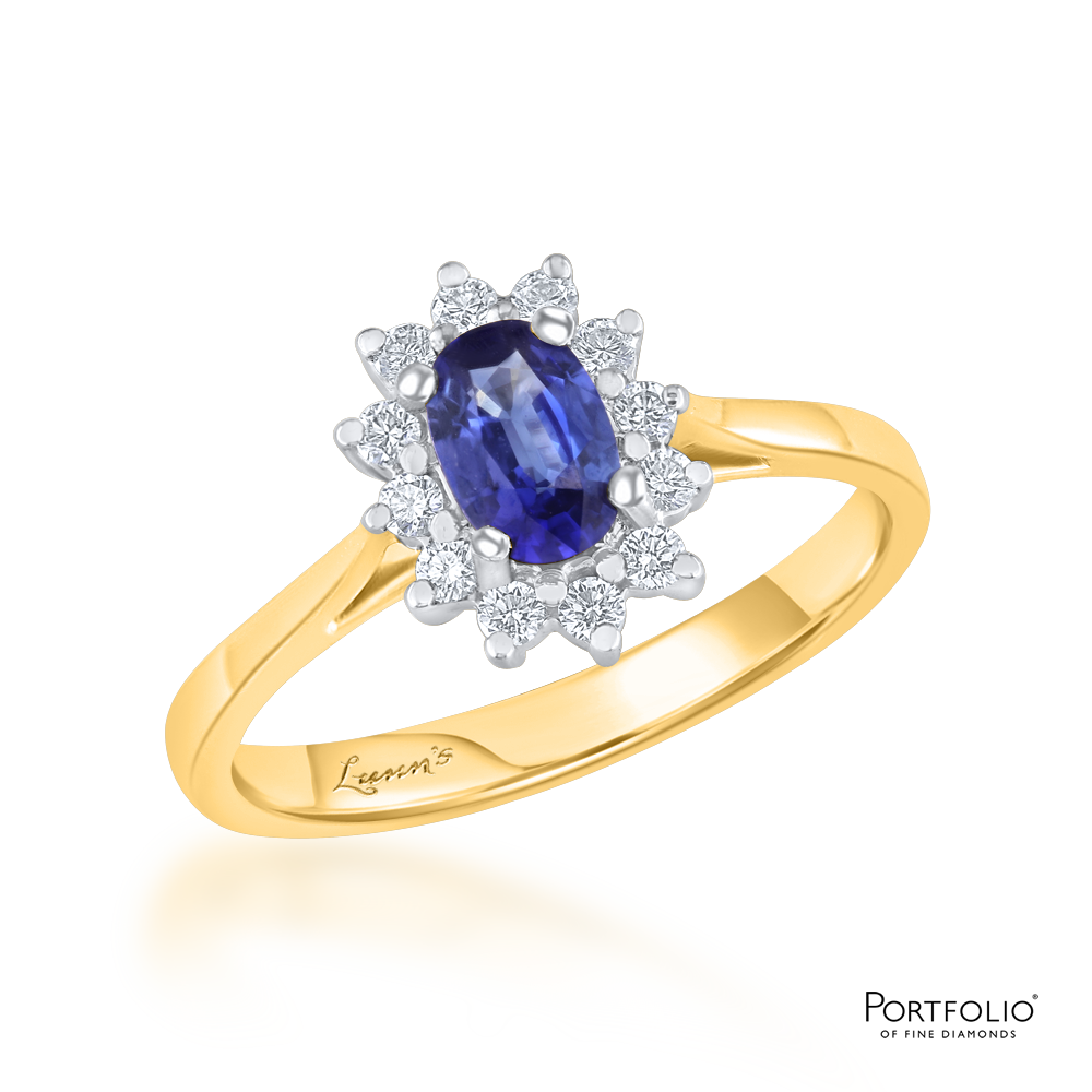 Cluster 0.64ct Sapphire Yellow Gold Ring