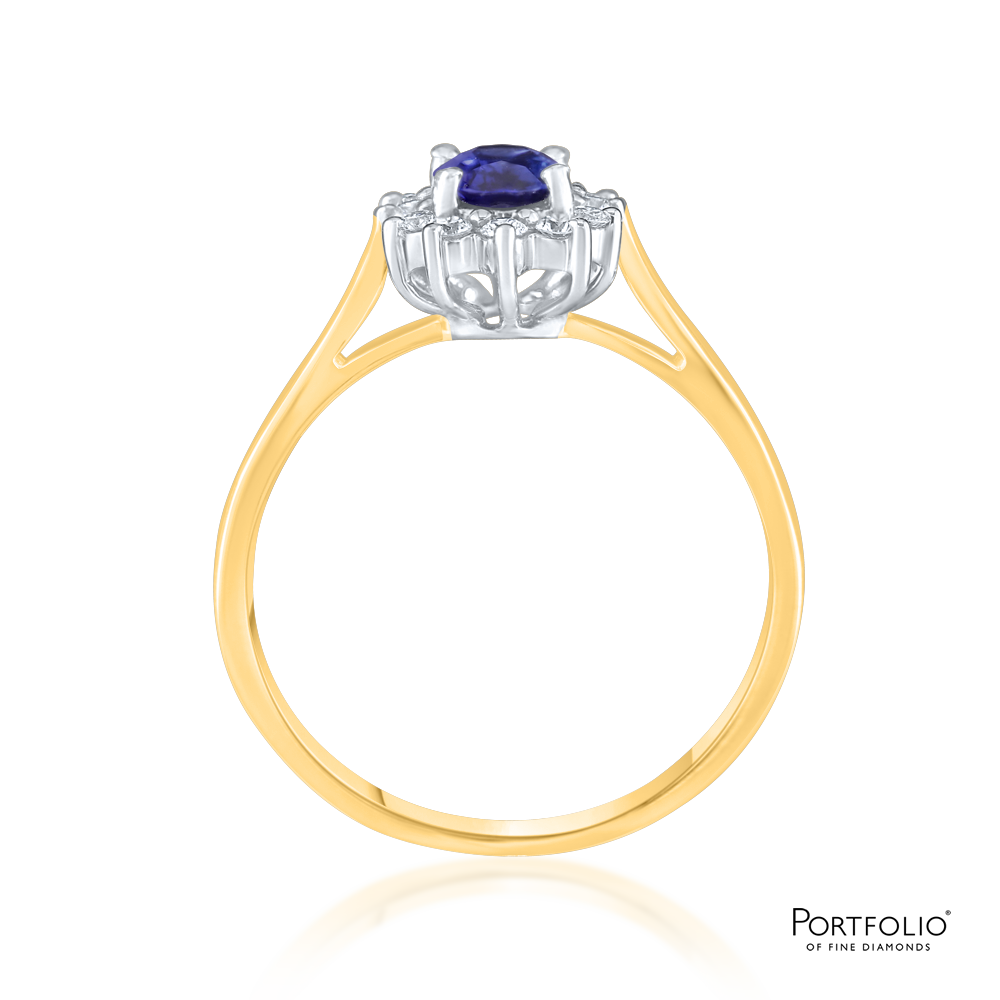 Cluster 0.49ct Sapphire Yellow Gold Ring