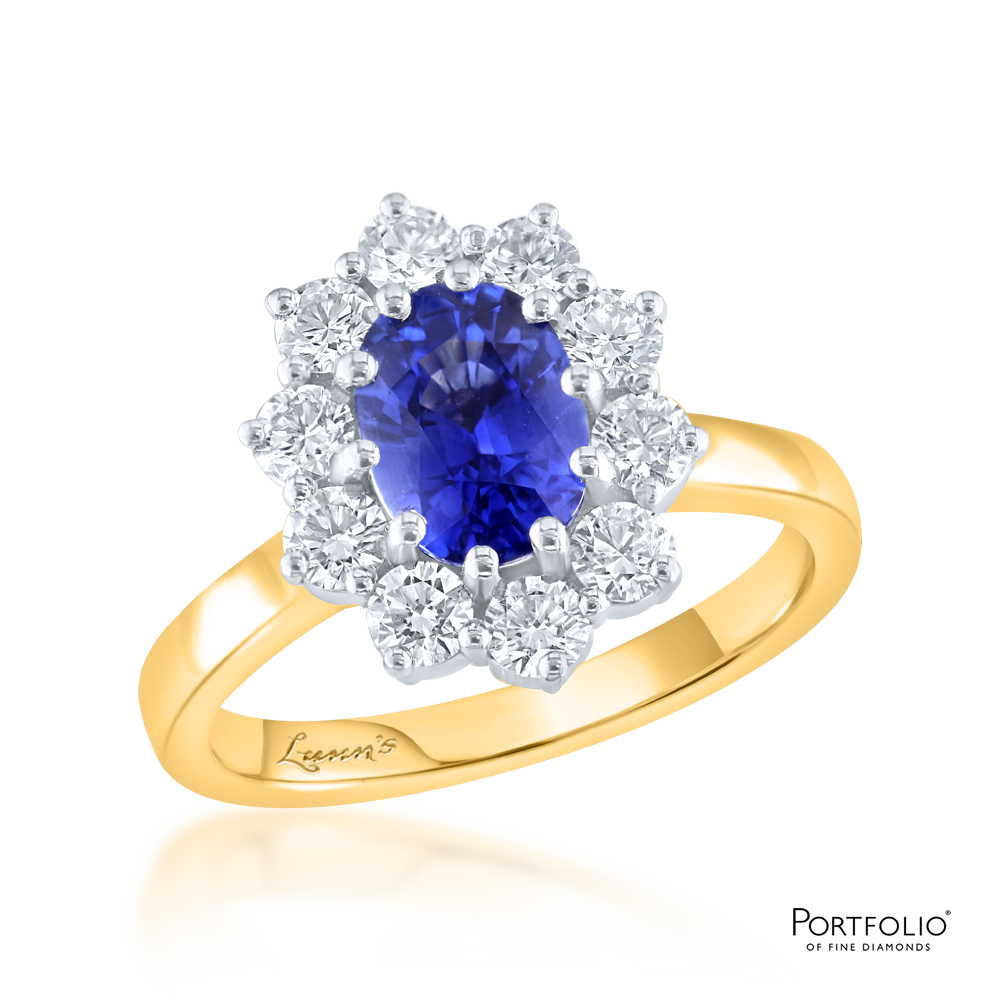 Cluster 0.66ct Sapphire Yellow Gold Ring