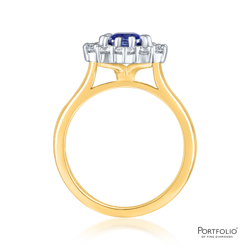 Cluster 0.66ct Sapphire Yellow Gold Ring