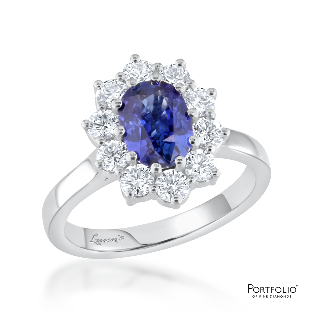 Cluster 1.56ct Sapphire Platinum Ring