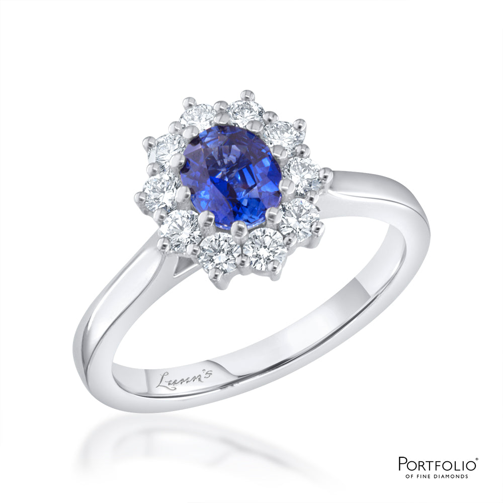 Cluster 0.77ct Sapphire Platinum Ring
