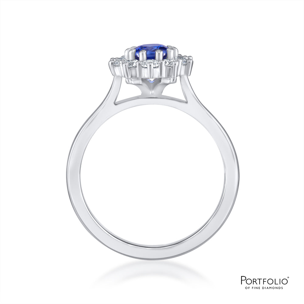 Cluster 0.77ct Sapphire Platinum Ring