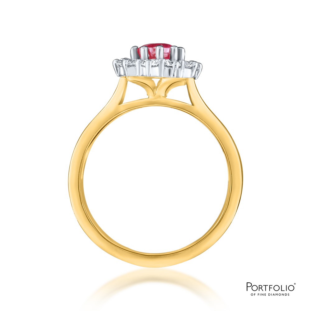 Cluster 0.92ct Ruby Yellow Gold Ring