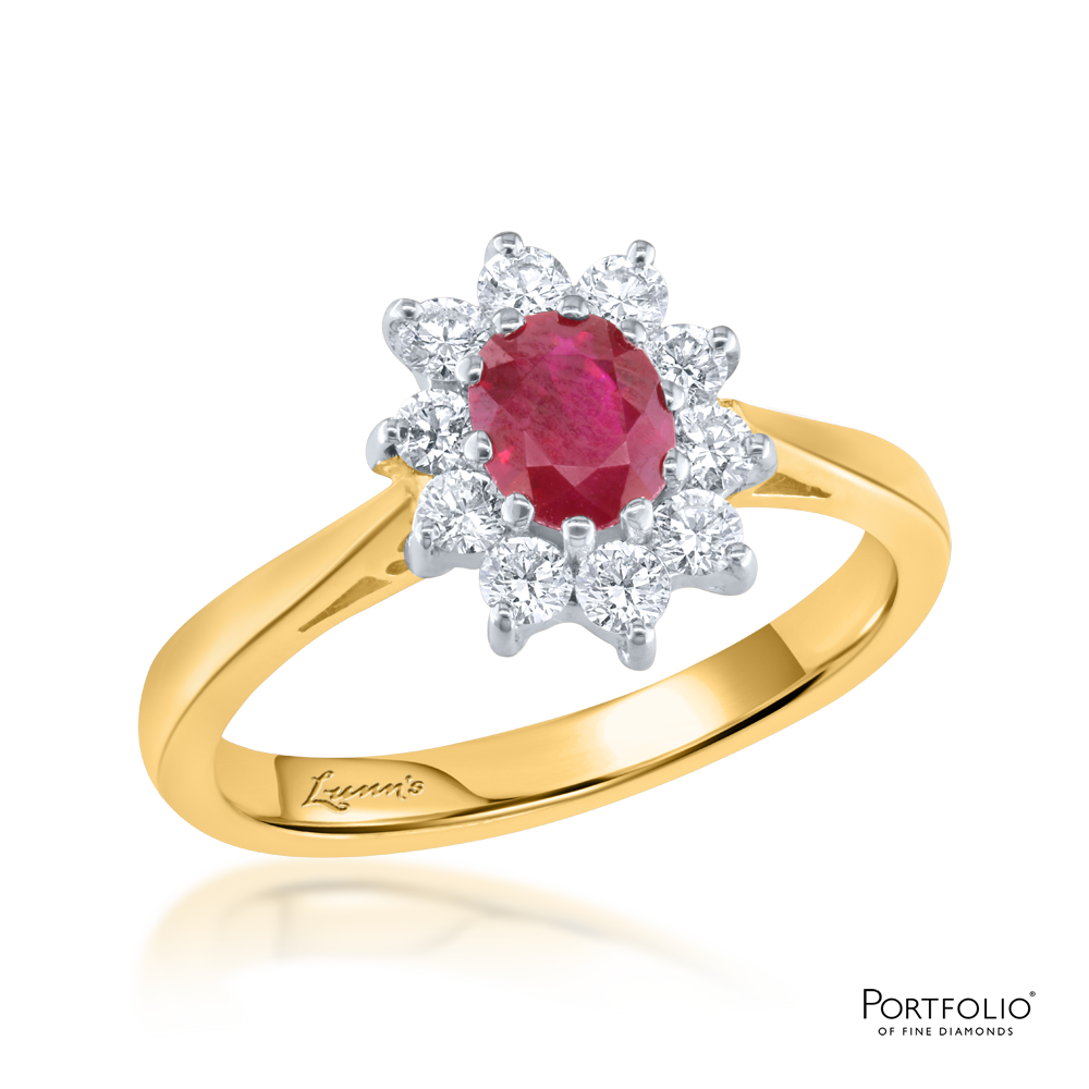 Cluster 0.59ct Ruby Yellow Gold Ring