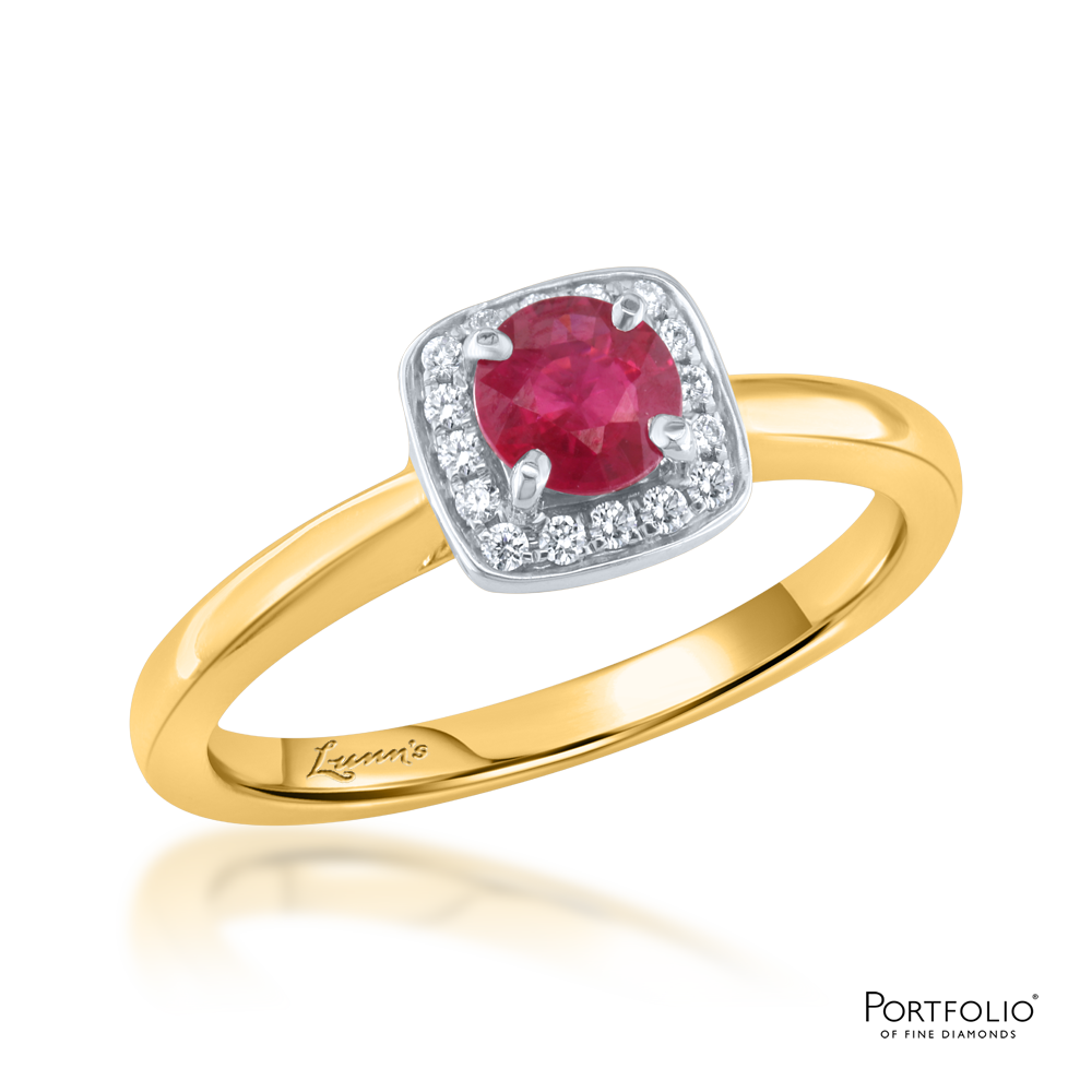 Cluster 0.44ct Ruby Yellow Gold Ring