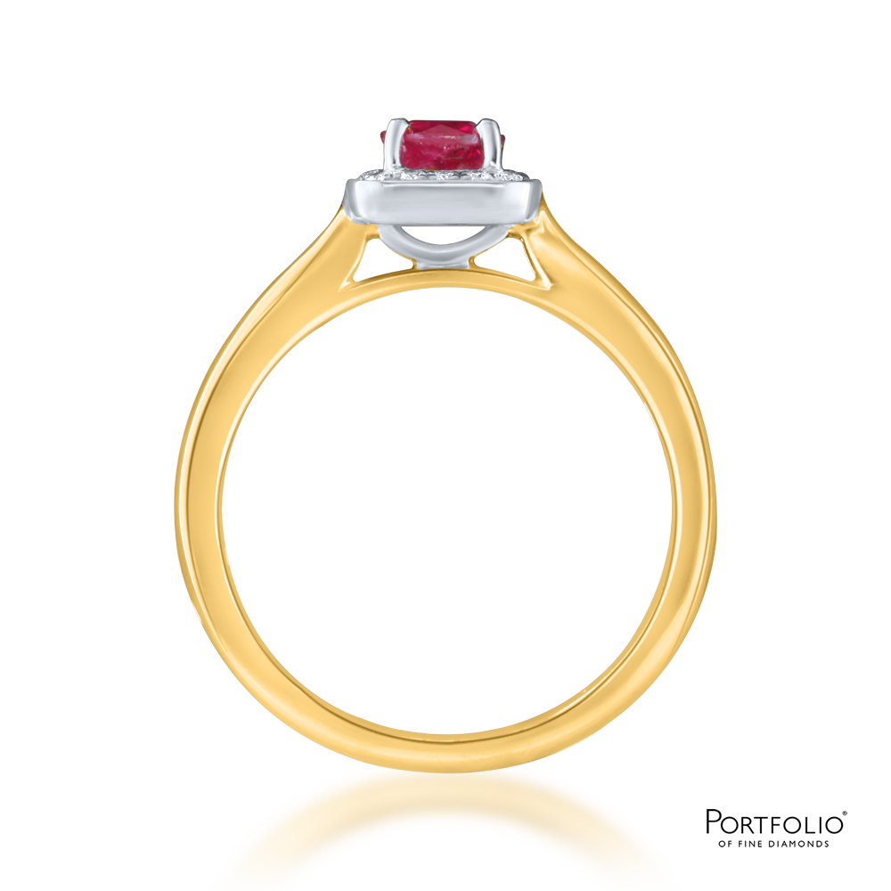 Cluster 0.44ct Ruby Yellow Gold Ring