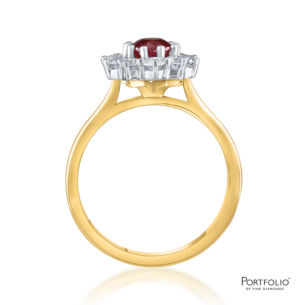 Cluster 1.29ct Ruby Yellow Gold Ring