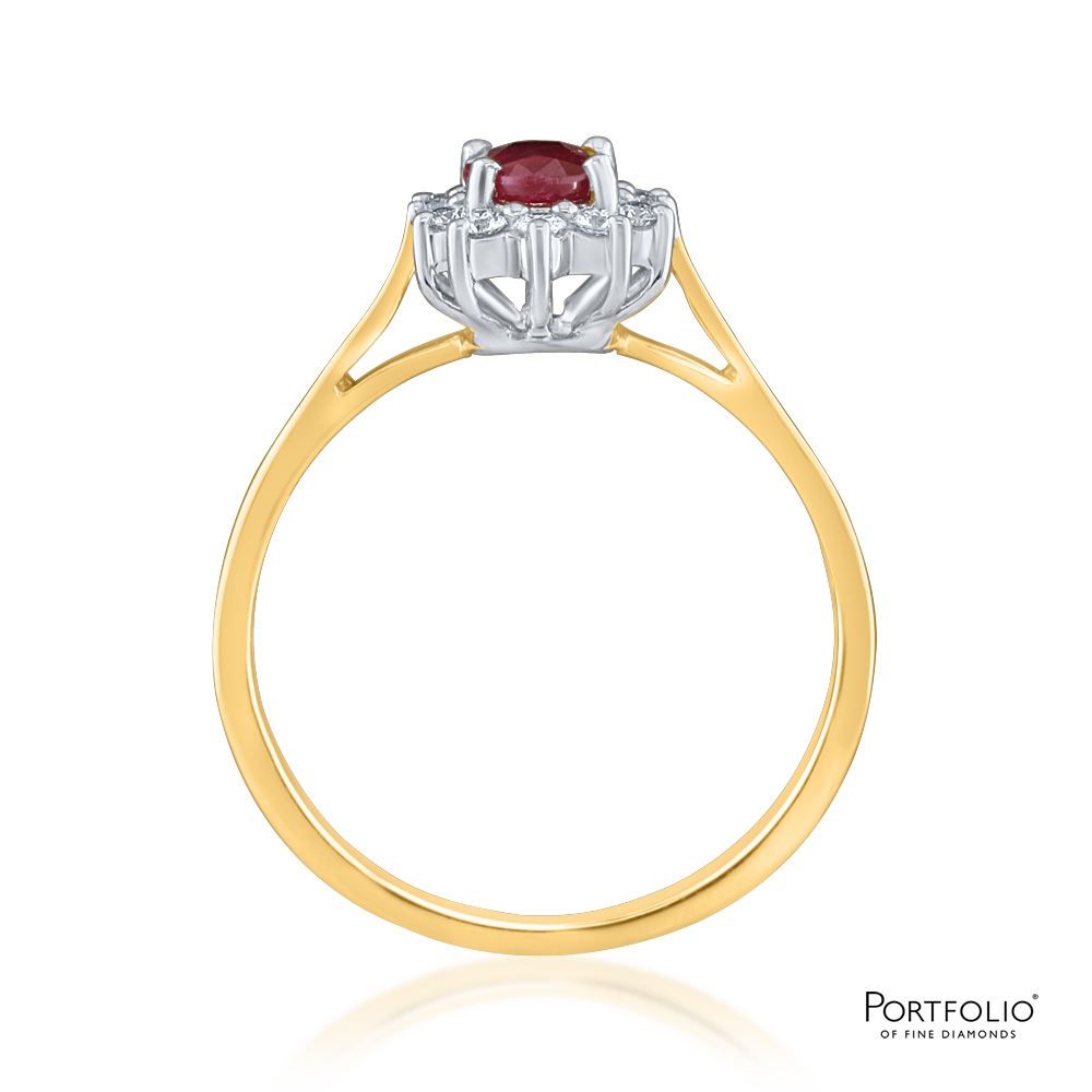 Cluster 0.74ct Ruby Yellow Gold Ring