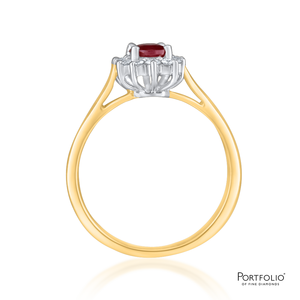 Cluster 0.65ct Ruby Yellow Gold Ring